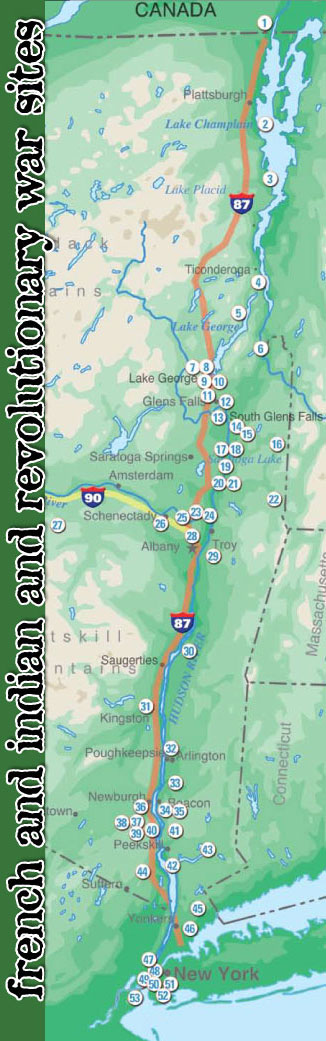 French & Indian and Revolutionary War Sites. Move your mouse over a number and click for more info